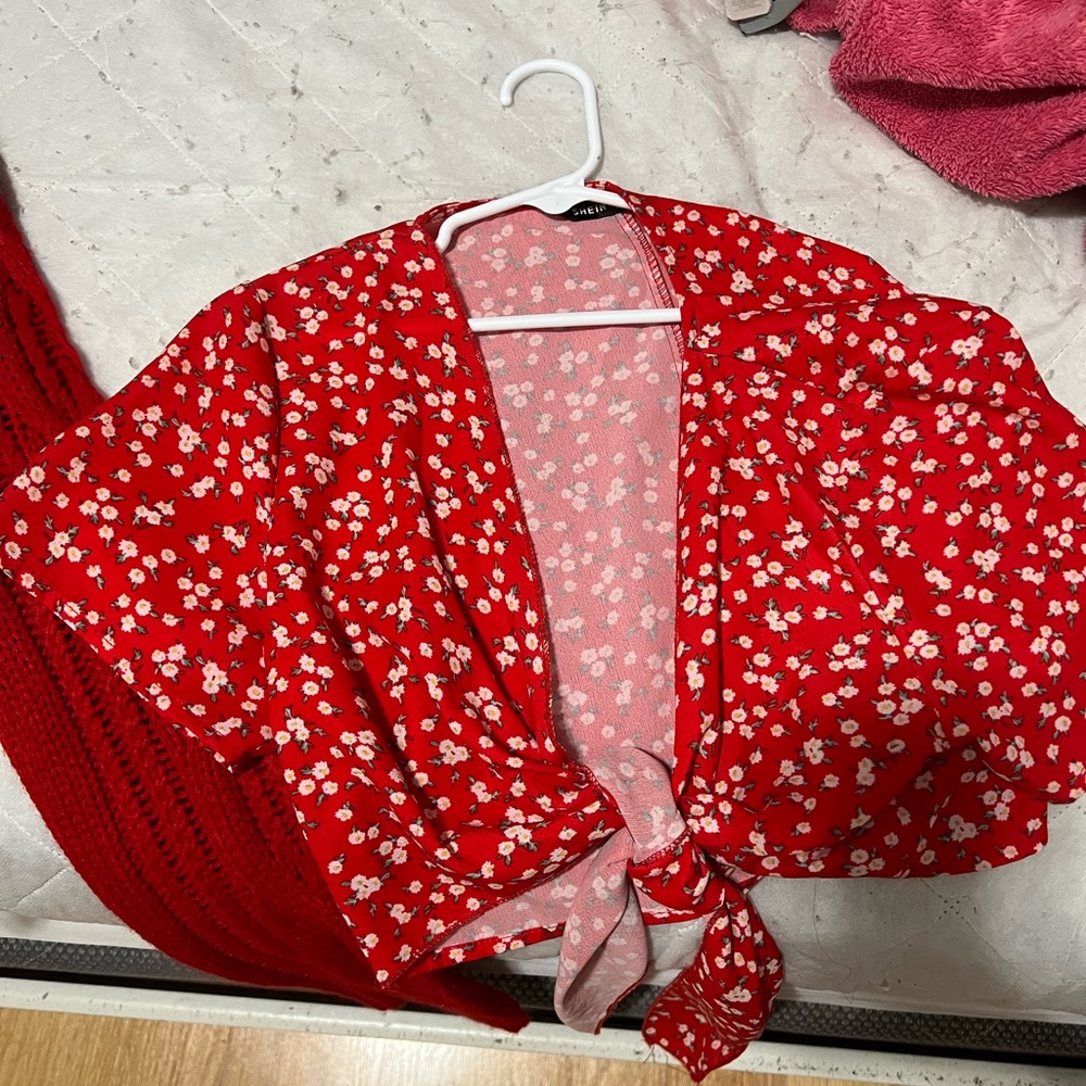 Red crossed SHEIN shirt